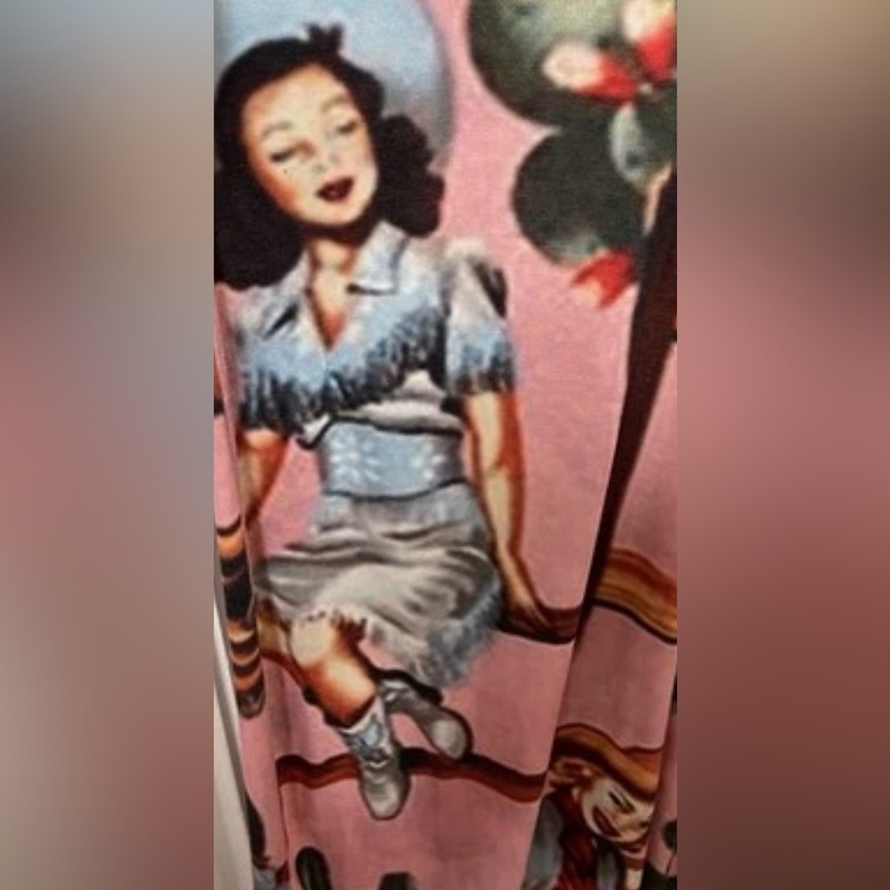 Western Cowgirl Cactus Print Racerback Jumpsuit Whimsical Y2K Festival XS Romper - Picture 9 of 9